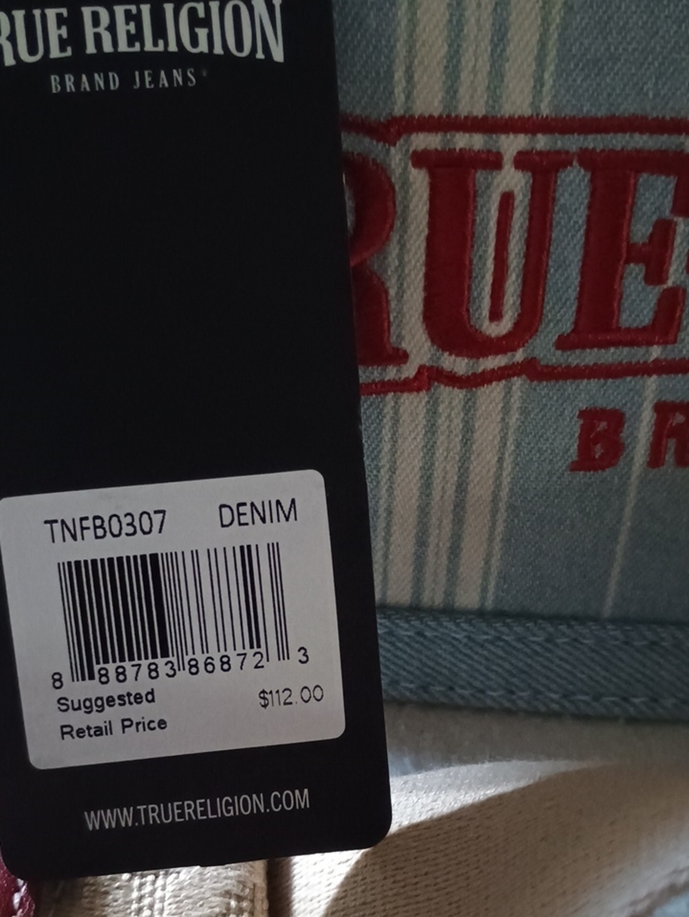 NWT True Religion Women's Stripe Tote Bag in Light Blue and Red - Picture 4 of 12